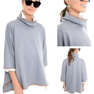 Tuckernuck Leather Trim Funnel Neck Piper Poncho
